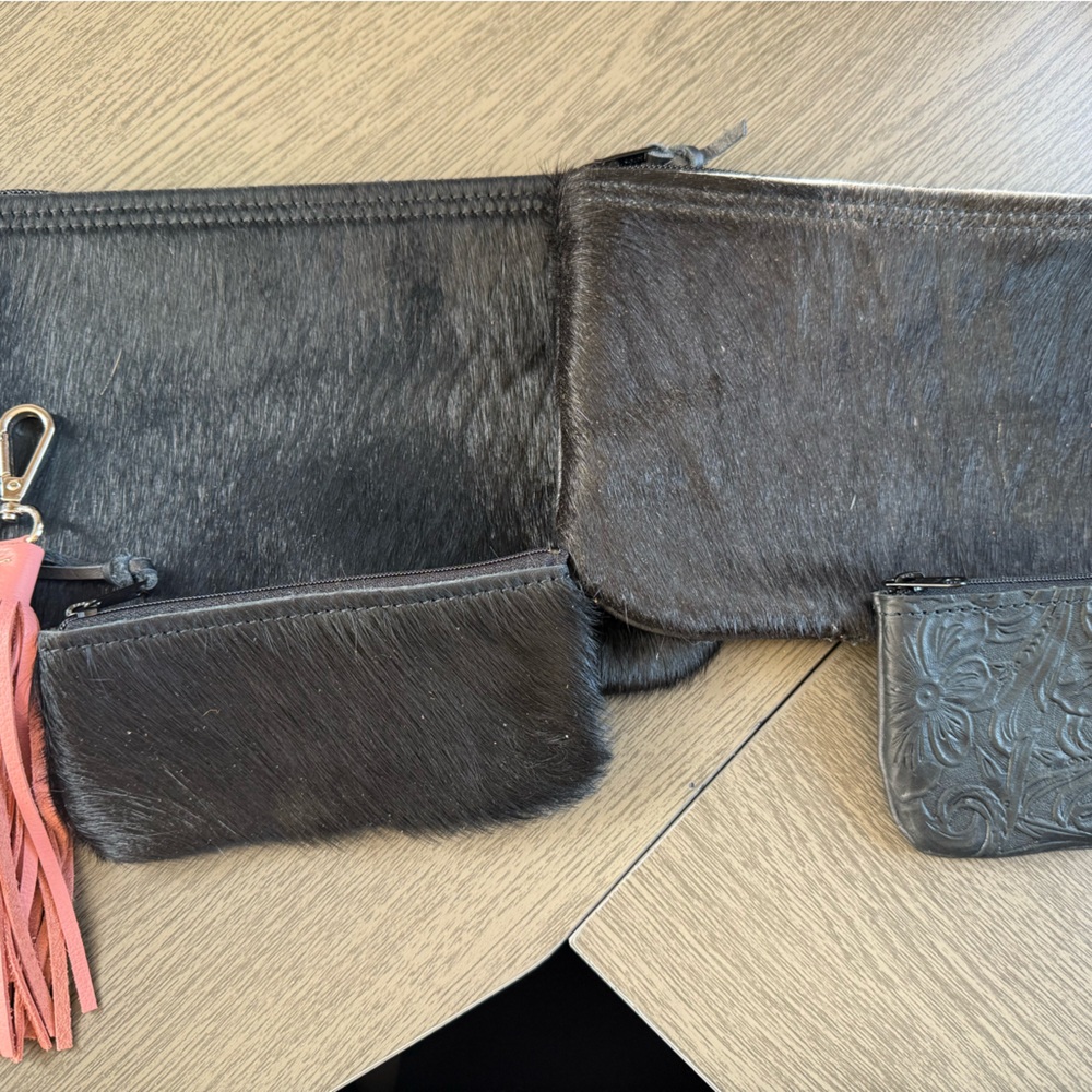 Holy Cow Couture - Black HOH and Leather Wallet Set with Pink Tassel